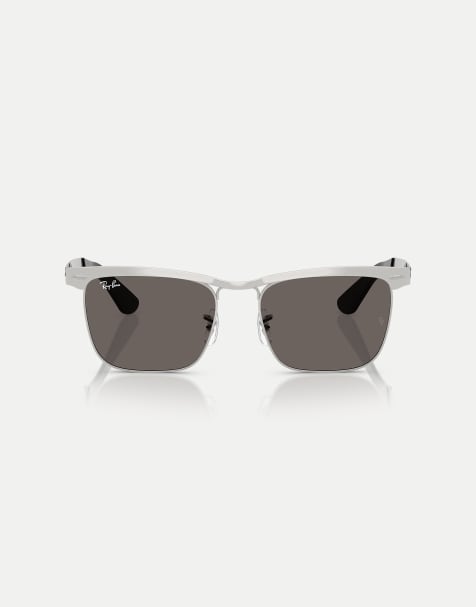 Gafas de sol plateadas cuadradas con lentes grises y acabado arenado Wayfarer Deluxe de Ray-Ban - view 1