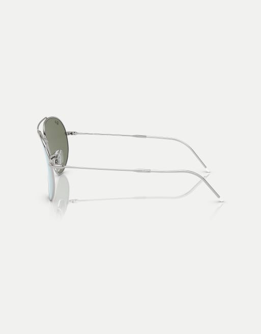 Gafas de sol plateadas de estilo aviador con lentes plateadas efecto espejo Lenny Kravitz x Aviator de Ray-Ban, 4 de 4