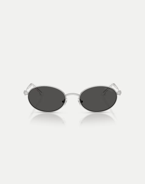 Gafas de sol plateadas ovaladas con lentes grises de Swarovski - view 1