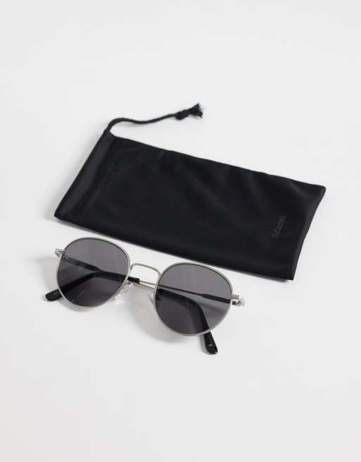 Gafas de sol plateadas redondas con lentes negras de Selected, 3 de 3