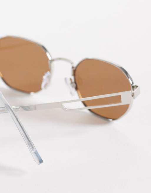 Gafas de sol plateadas redondas de metal con lentes marrones de Jeepers Peepers, 2 de 3