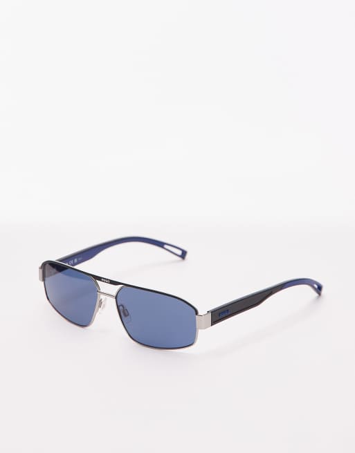 Gafas de sol plateado mate y negras estilo aviador de HUGO, 2 de 3