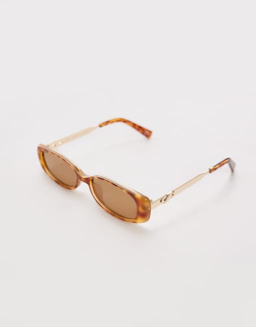 Gafas de sol rectangulares de efecto carey con detalles dorados Lil Starlight de Le Specs, 2 de 3