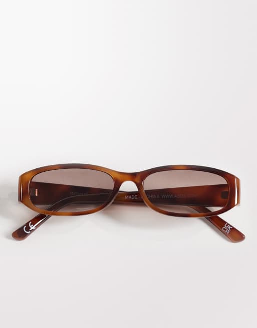 Gafas de sol rectangulares estrechas efecto carey con lentes marrones de ASOS DESIGN, 3 de 3