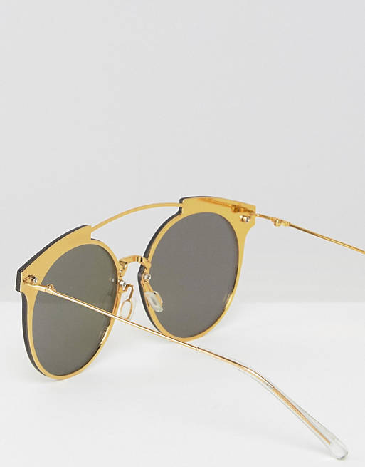 Mendicidad tenaz madera Gafas de sol redondas con barra superior y lentes en dorado rosa  superpuestas de ASOS | ASOS