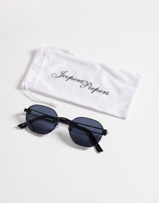 Gafas de sol redondas de metal en negro de Jeepers Peepers , 3 de 3