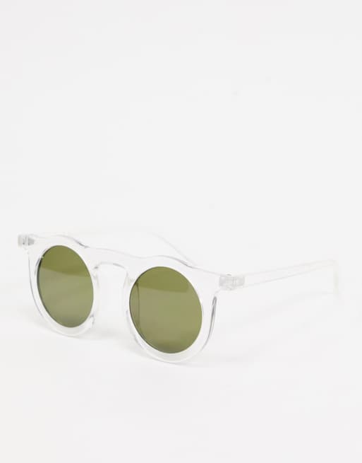 Gafas de sol redondas en blanco transparente de AJ Morgan