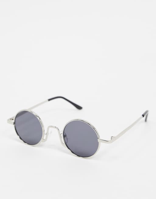 Gafas de sol redondas en plateado con lentes ahumadas de SVNX