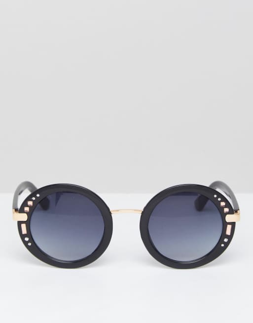 Gafas de sol redondas extragrandes en negro de AJ Morgan, 2 de 4