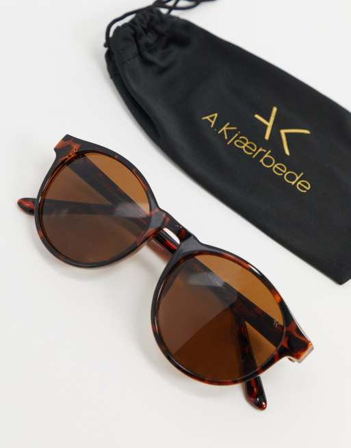 Gafas de sol redondas marrones de carey de A.Kjaerbede, 4 de 4