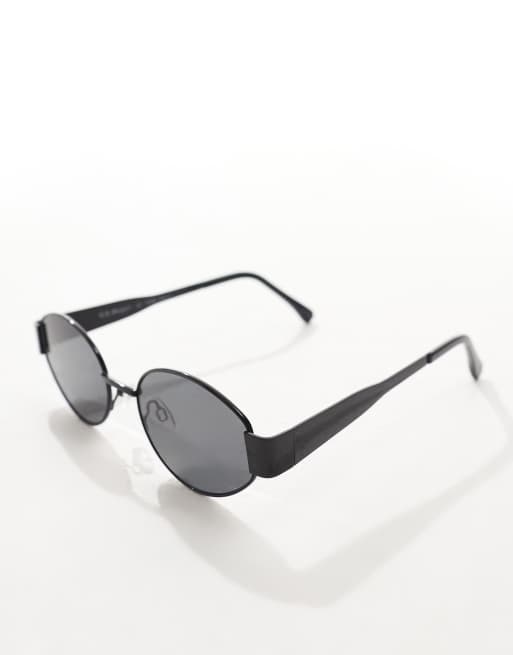Gafas de sol redondas negras con diseño de montura fina de metal de AJ Morgan 