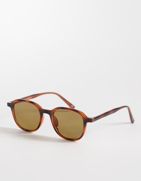Gafas de sol redondeadas con montura efecto carey y lentes marrones premium de ASOS DESIGN - view 1