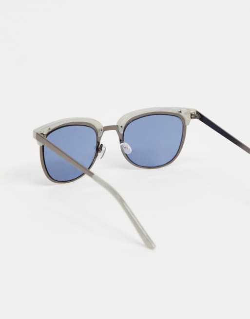 Gafas de sol retro con azules y montura en color gris plomo gris de ASOS | ASOS