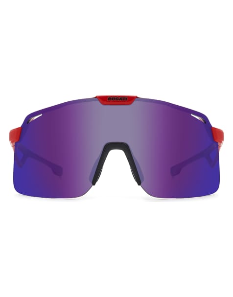 Gafas de sol rojas con lentes azules y detalle de estilo visor Ducati de Carrera - view 1