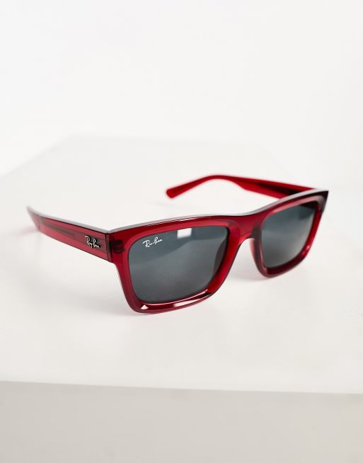 Gafas de sol rojo transparente cuadradas Warren de Ray Ban ASOS