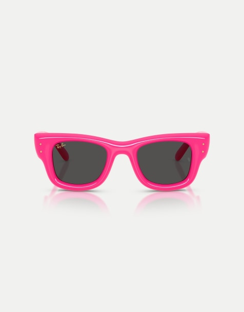 Gafas de sol rosa fucsia cuadradas gruesas con lentes negras Wayfarer Puffer de Ray-Ban x A$AP Rocky - view 1