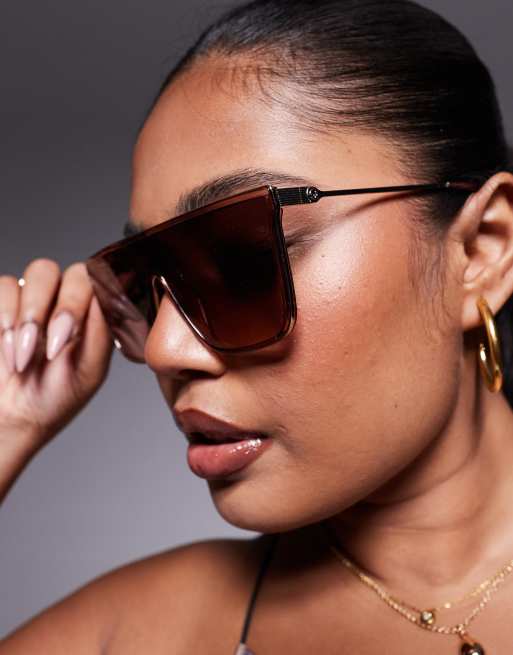 Gafas de sol rosa rubor estilo visor Nightfall Remixed de Quay