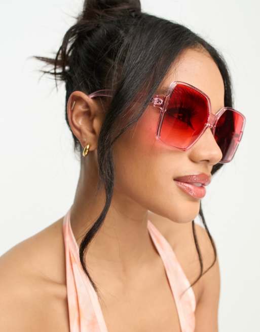 Gafas de sol rosas con montura cuadrada extragrande de Madein.