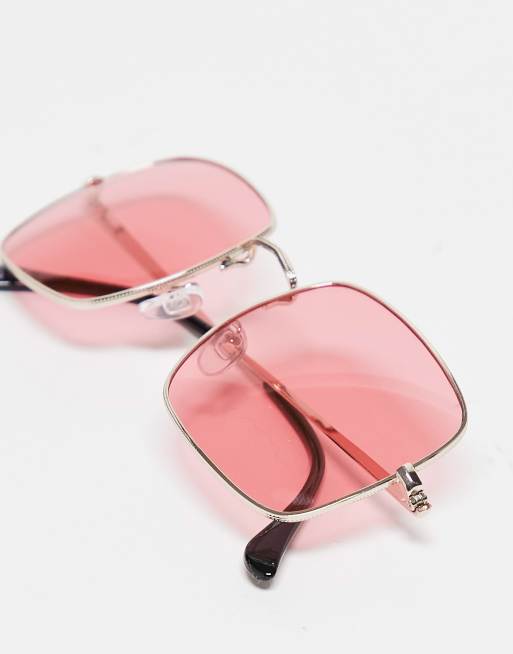 Gafas de sol rosas con montura cuadrada extragrande de metal de South Beach, 2 de 4