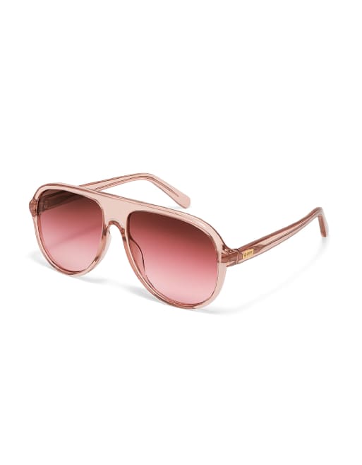 Gafas de sol rosas estilo aviador con lentes degradadas Chart Topper de Quay, 2 de 3