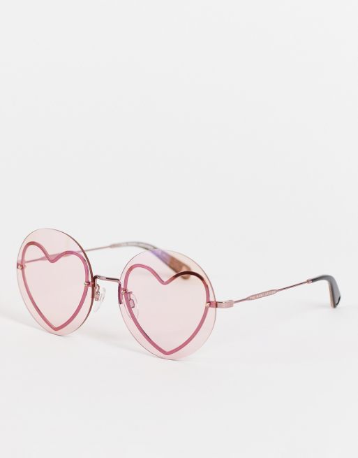 Gafas de sol rosas redondeadas con forma de corazón 494/G/S de Marc Jacobs
