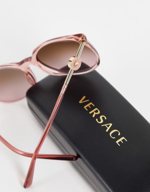 Gafas de sol rosas redondeadas extragrandes para mujer de Versace