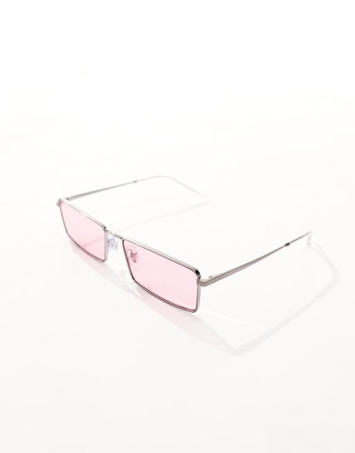 Gafas de sol rosas y plateadas con montura cuadrada de metal Emy de Ray-Ban, 2 de 4