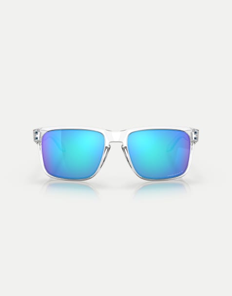 Gafas de sol transparente con acabado lustroso y montura cuadrada extragrande con lentes azules polarizadas efecto espejo Holbrook™ de Oakley - view 1