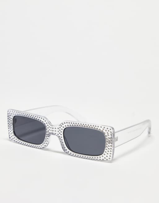 Gafas de sol transparentes rectangulares con strass de AJ Morgan