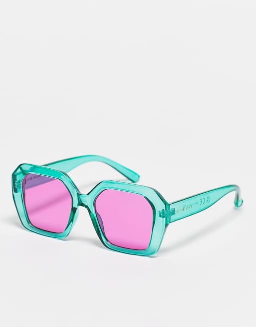 Gafas de sol turquesas hexagonales de South Beach