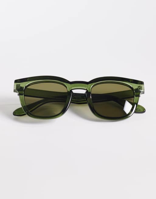 Gafas de sol verde cristalino con montura rectangular y lentes verdes de ASOS DESIGN, 3 de 3
