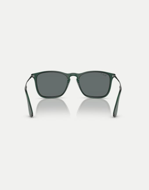 Gafas de sol verde transparente cuadradas con lentes grises polarizadas Chris de Ray-Ban, 2 de 3