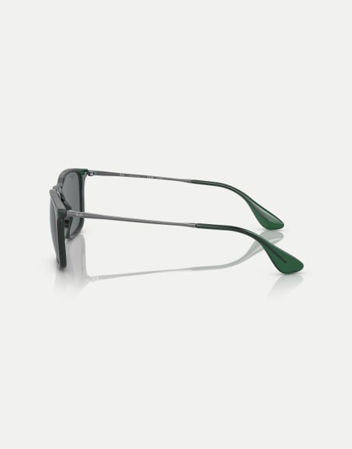 Gafas de sol verde transparente cuadradas con lentes grises polarizadas Chris de Ray-Ban, 3 de 3