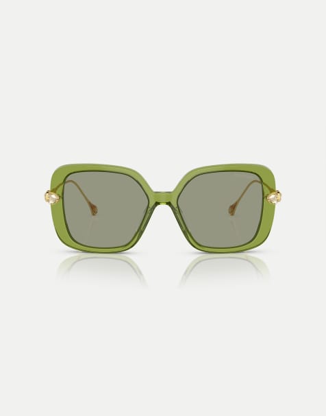 Gafas de sol verde transparente rectangulares con lentes verdes SK6011 de Swarovski - view 1