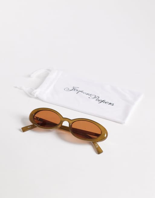 Gafas de sol verdes ovaladas con lentes marrones de Jeepers Peepers, 3 de 3