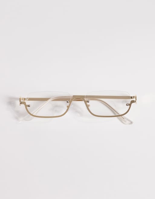 Gafas doradas con media montura y lentes transparentes exclusivas de Kaiia, 3 de 3