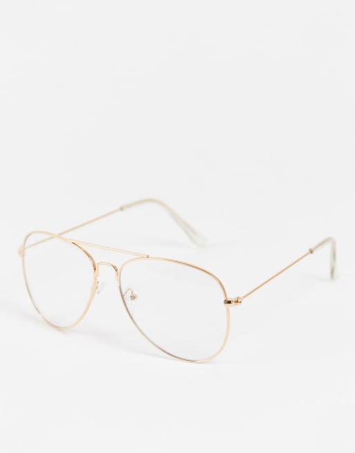 Gafas doradas estilo aviador con filtro de luz azul de Madein.
