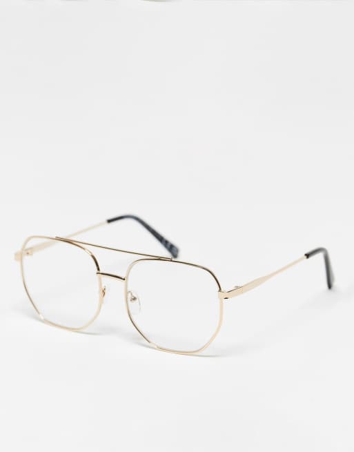 Gafas estilo aviador retro con lentes transparentes de SVNX | ASOS