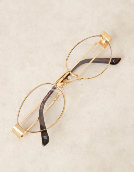 Gafas doradas redondas de metal con lentes transparentes de ASOS DESIGN, 2 de 3