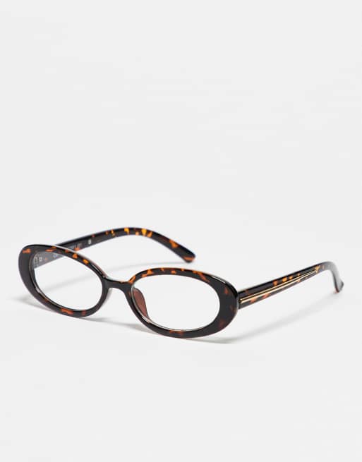 Gafas marrón efecto carey ovaladas con filtro de luz azul de Reclaimed Vintage