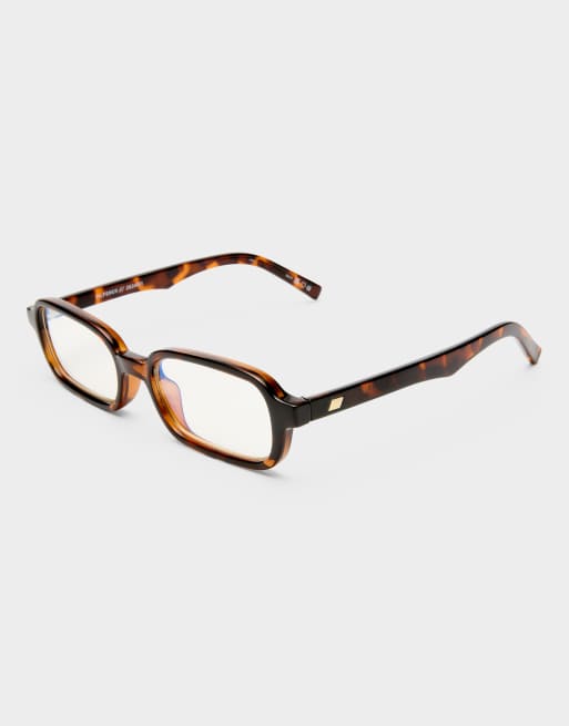 Gafas marrón efecto carey rectangulares con lentes transparentes con filtro de luz azul Pilferer de Le Specs, 3 de 3