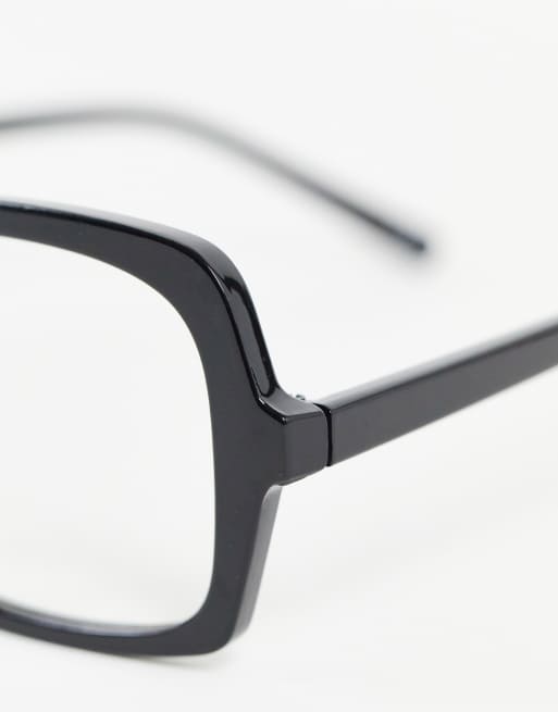 Gafas negras con montura cuadrada y lentes transparentes de ASOS DESIGN, 3 de 4