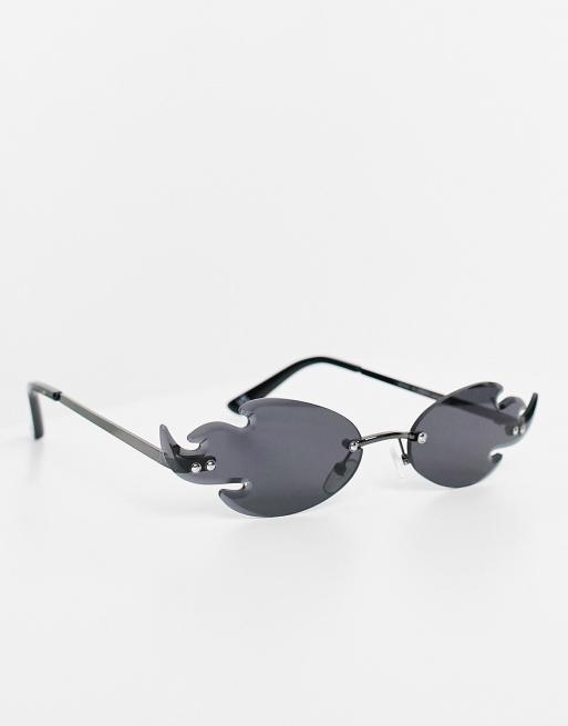 Gafas negras sin montura con diseño de llamas de ASOS DESIGN