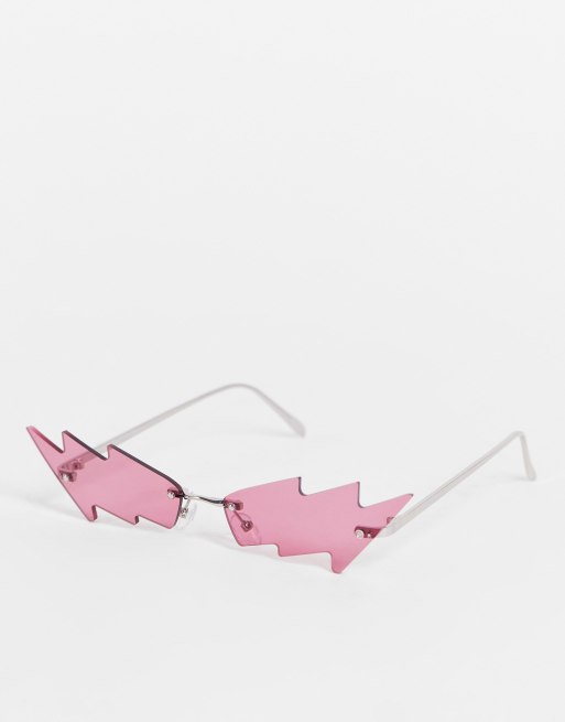 Gafas rosas sin montura con diseño de rayo de ASOS DESIGN