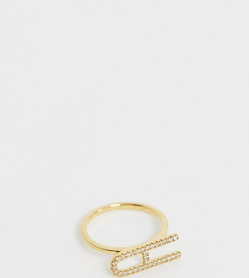 Galleria Armadoro gold plated crystal pave A initial ring
