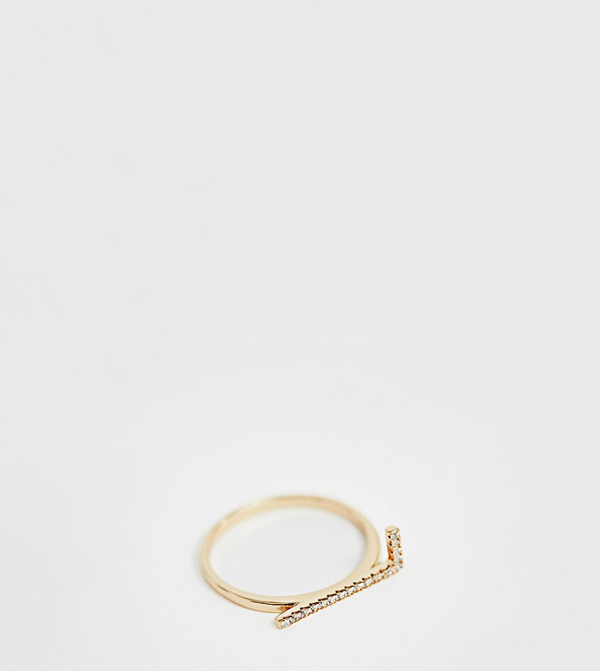 Galleria Armadoro gold plated crystal pave L initial ring