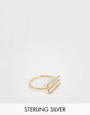 Galleria Armadoro gold plated crystal pave M initial ring Gold