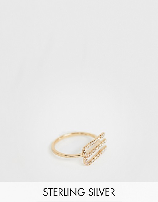 Galleria Armadoro gold plated crystal pave M initial ring