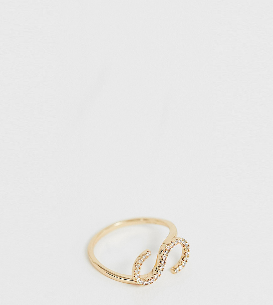 Galleria Armadoro gold plated crystal pave S initial ring
