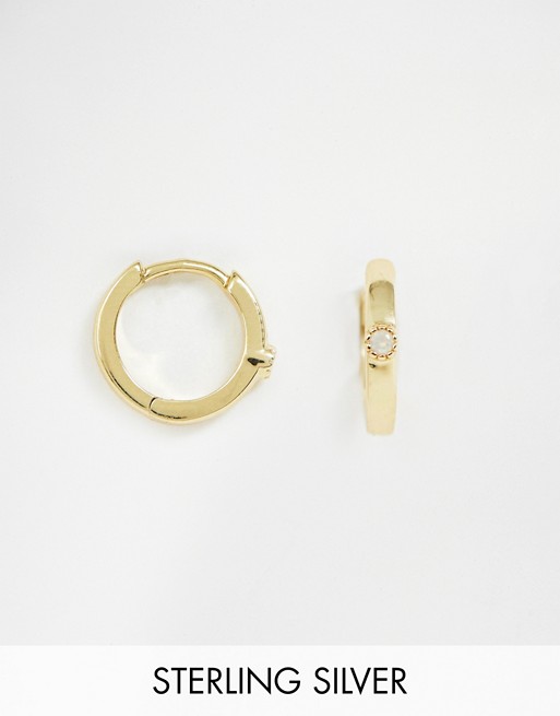 Galleria Armadoro gold plated opal dot huggie hoop single earring